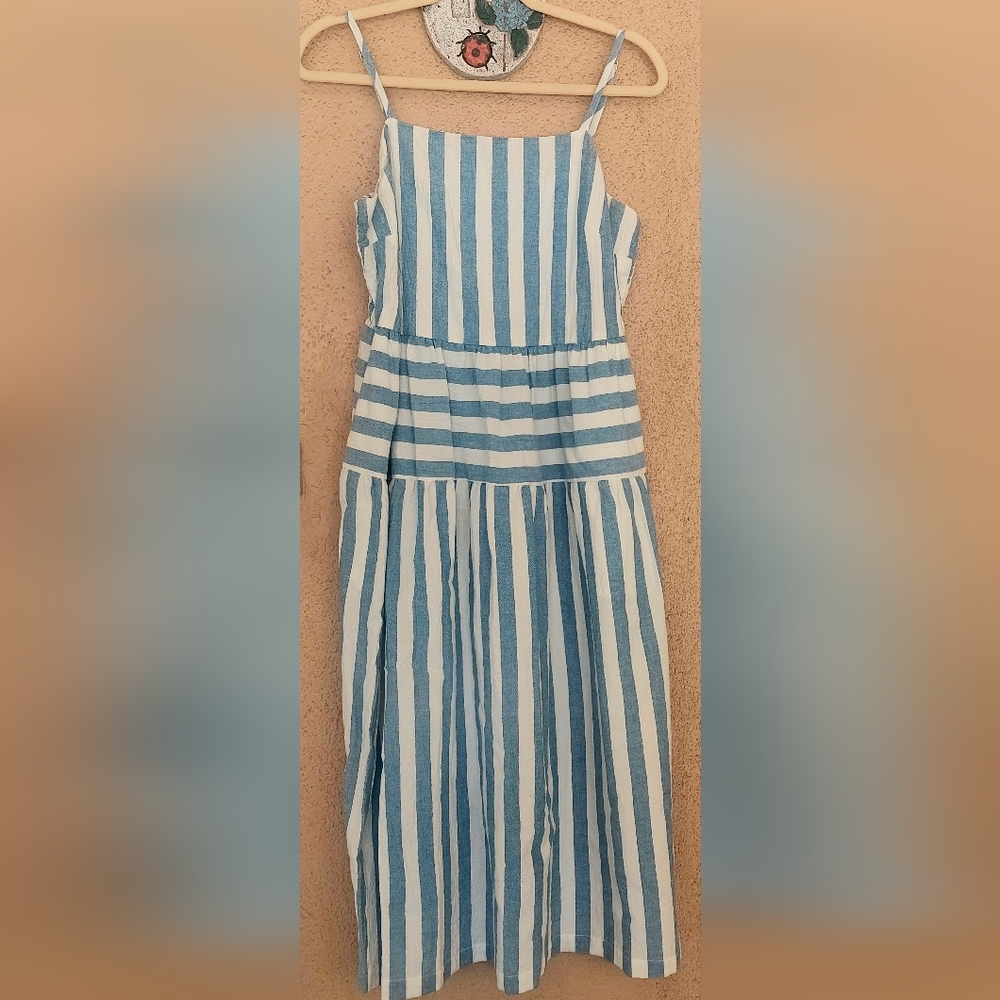 Universal Thread A-Line Blue and White Striped Sundress